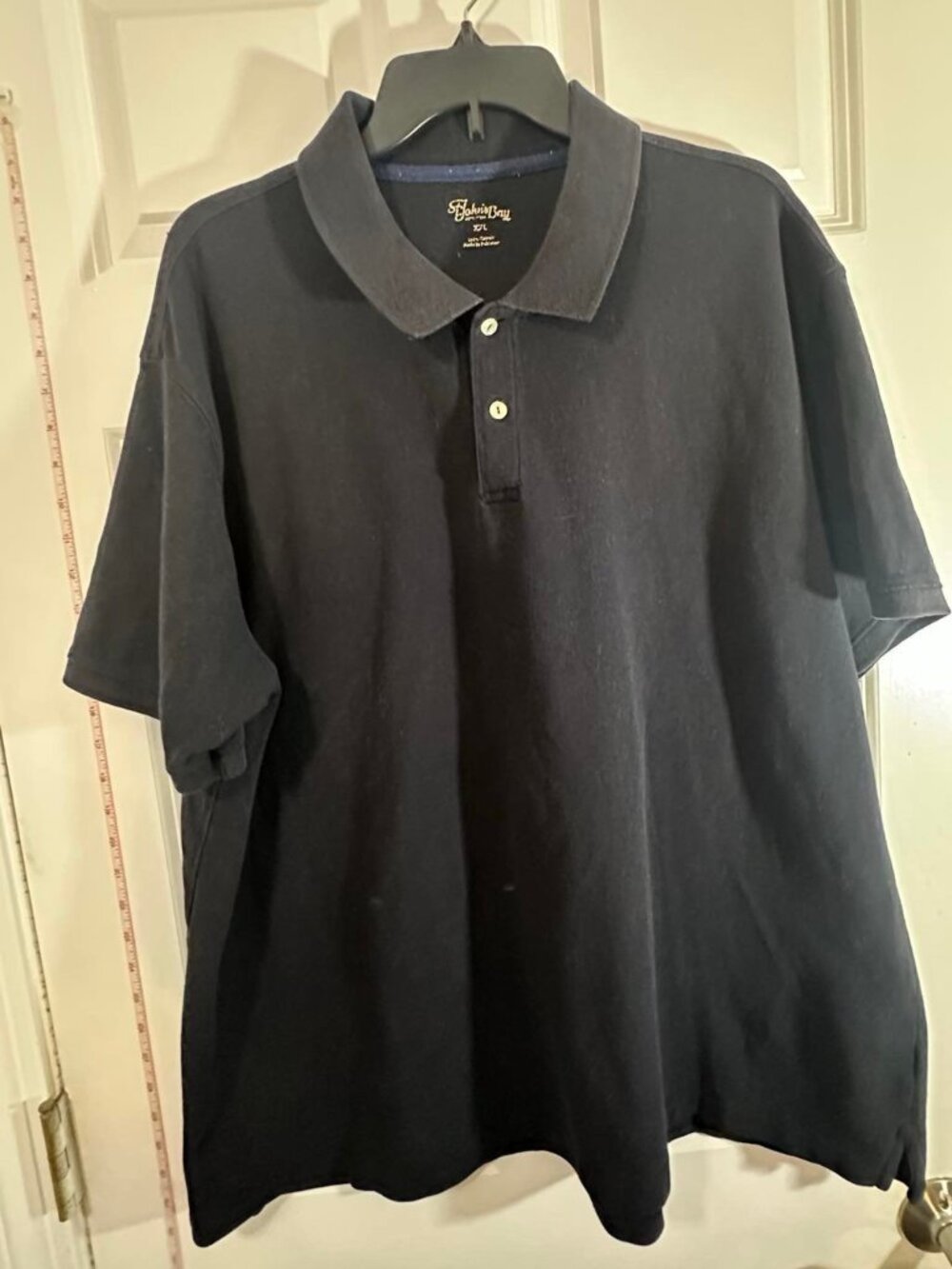 St. John's Bay Black Cotton Pique Polo Shirt Short Sleeve 2 Button Mens XXL
